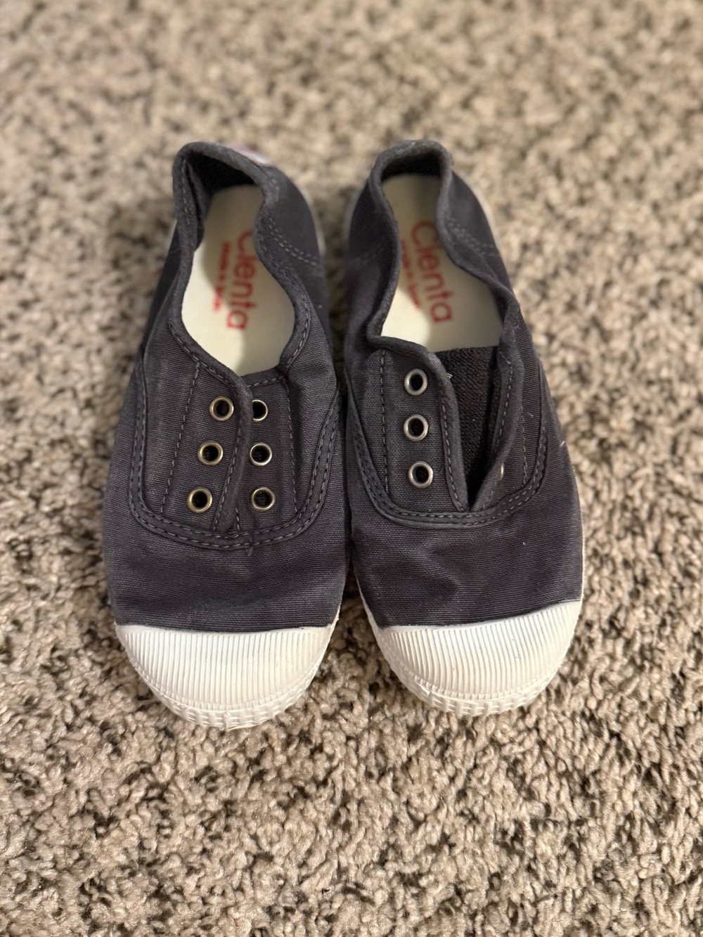 Cienta Kids Charcoal Gray Slip-On Canvas Sneakers